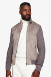 Blouson aviateur en tricot bi-matière gris souris