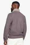 Blouson aviateur en tricot bi-matière gris souris