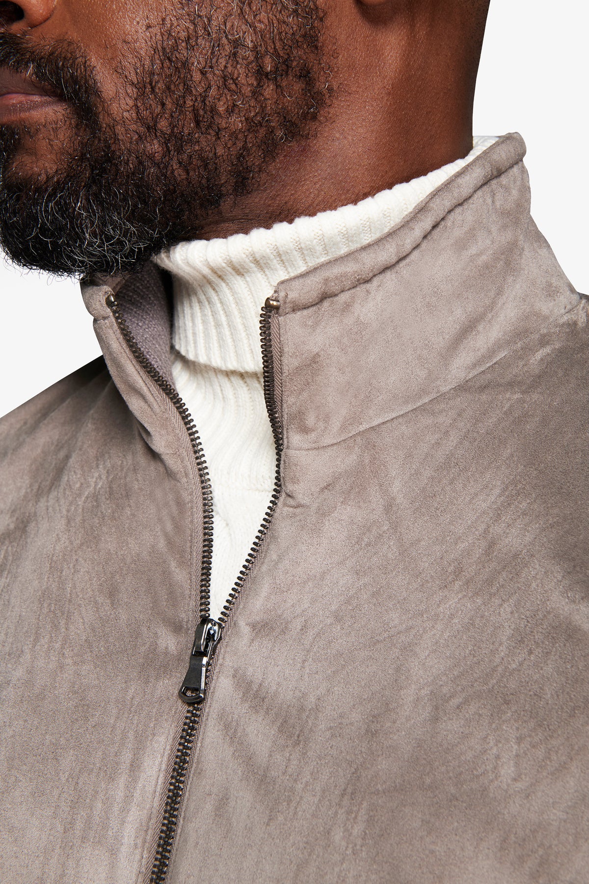 Blouson aviateur en tricot bi-matière gris souris