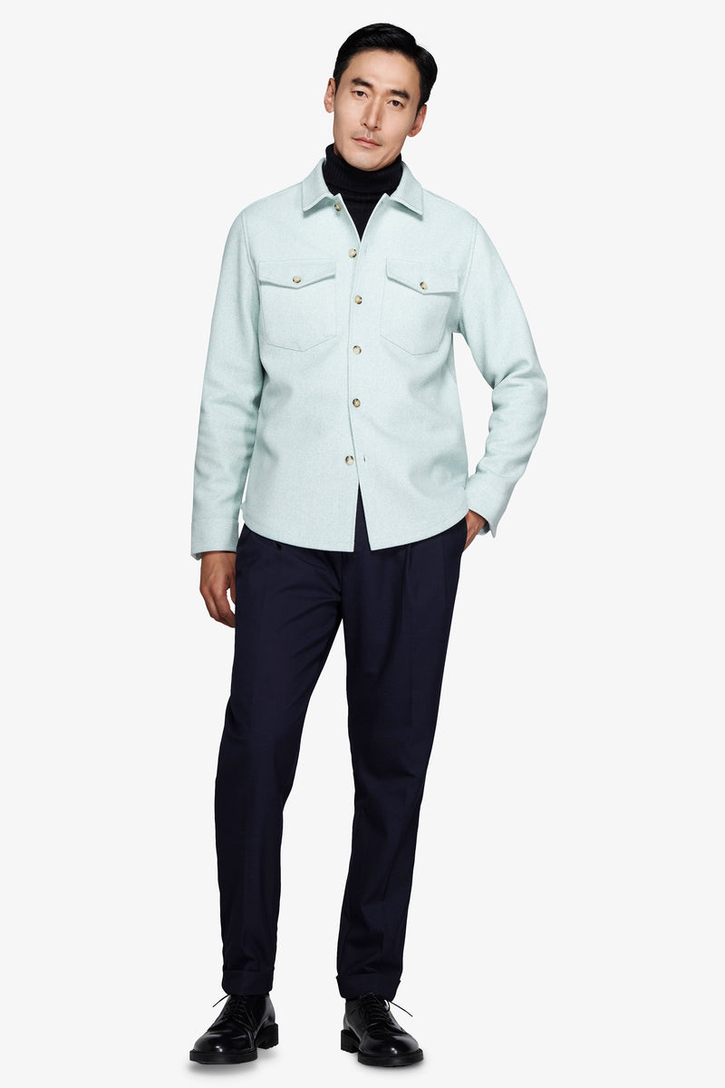 Overshirt effetto flanella verde acqua