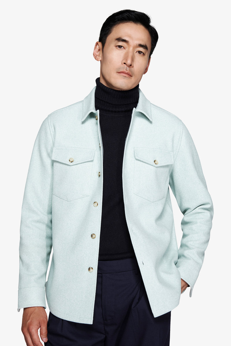 Overshirt effetto flanella verde acqua