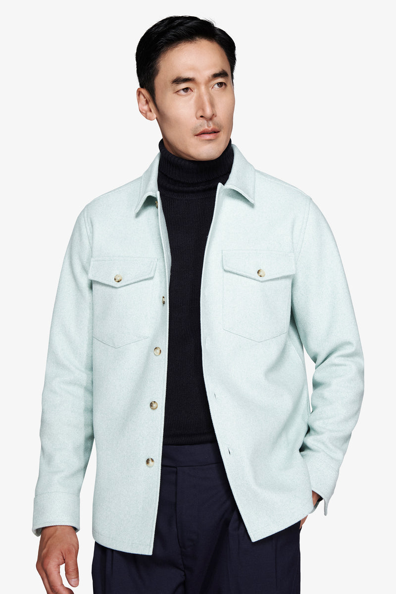 Overshirt effetto flanella verde acqua