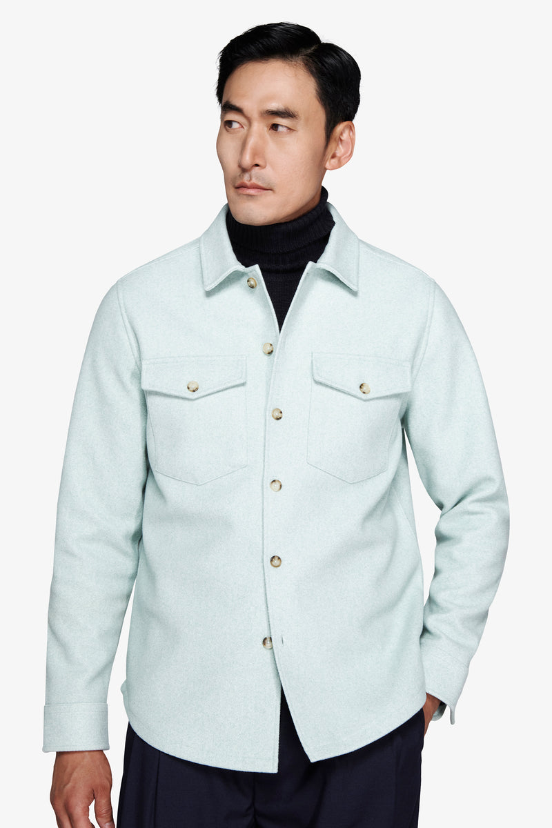 Overshirt effetto flanella verde acqua