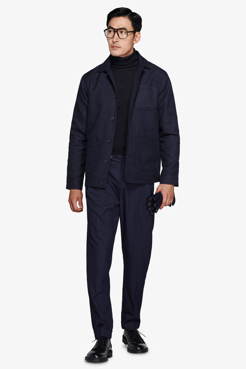 Veste courte à chevrons bleus