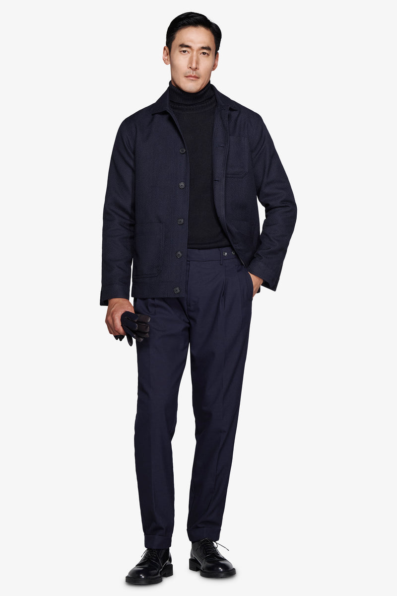 Veste courte à chevrons bleus