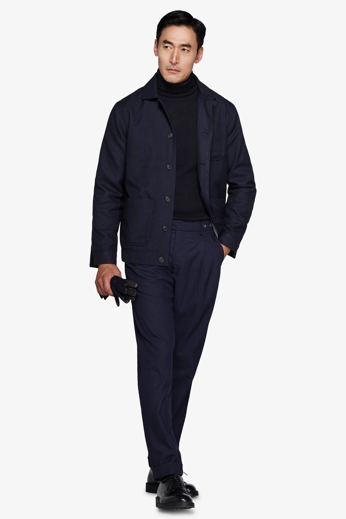 Veste courte à chevrons bleus