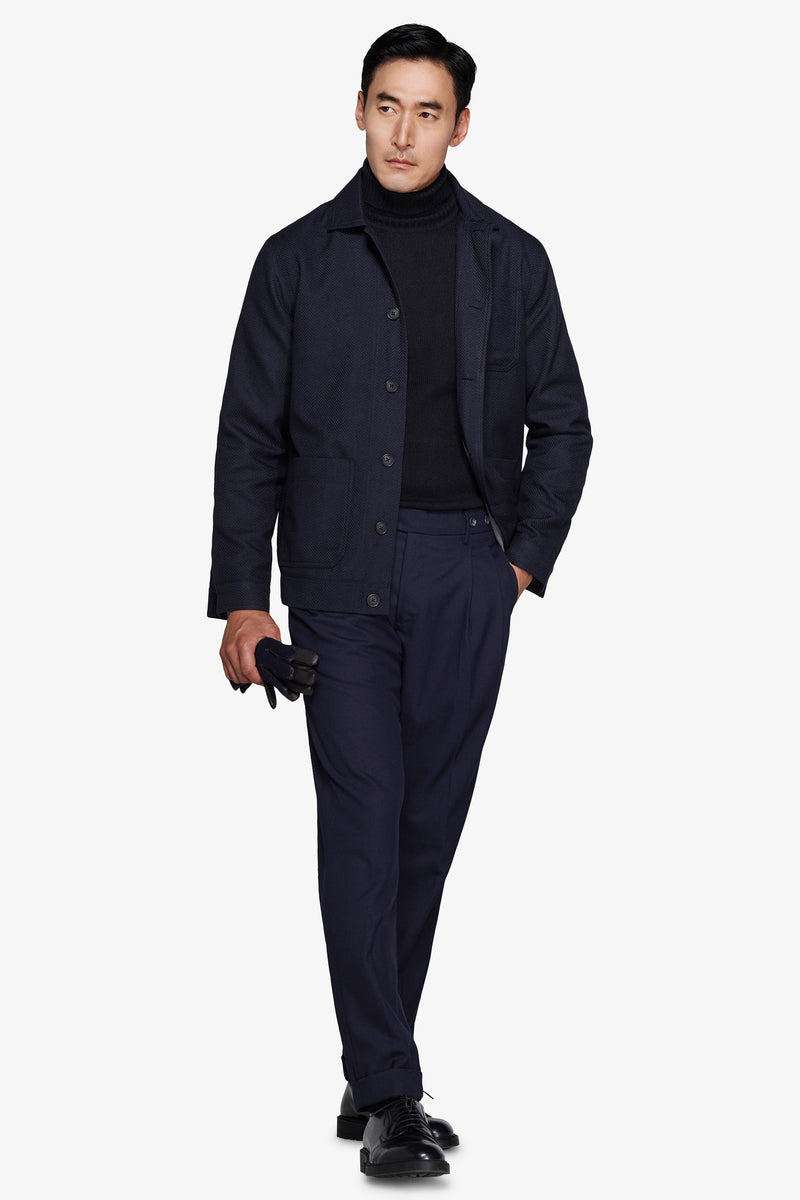 Veste courte à chevrons bleus