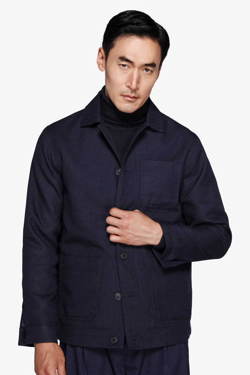 Veste courte à chevrons bleus