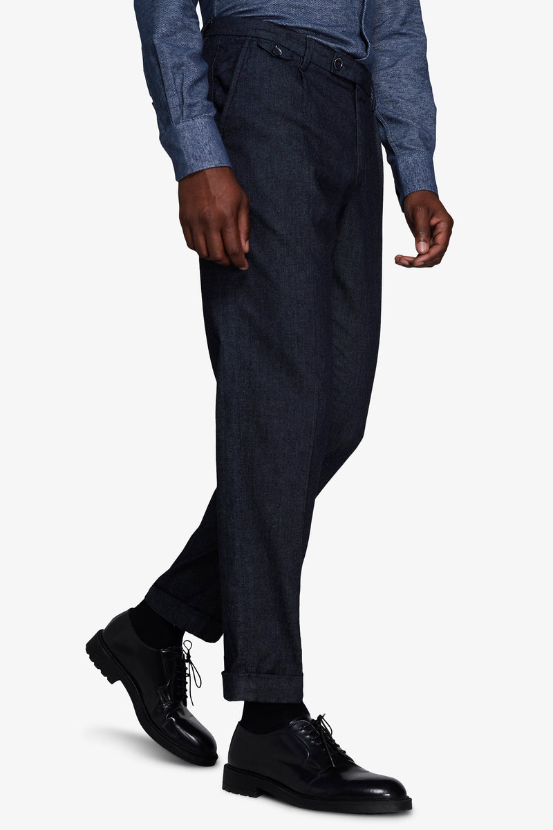 Pantaloni effetto denim blu