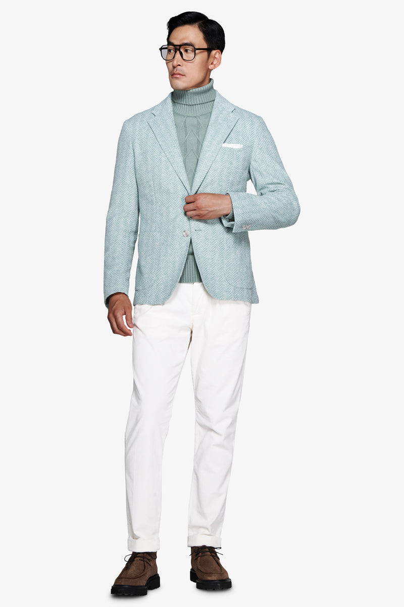 Giacca jersey spigata verde acqua