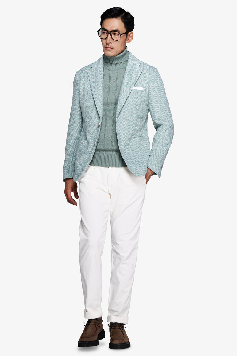 Giacca jersey spigata verde acqua