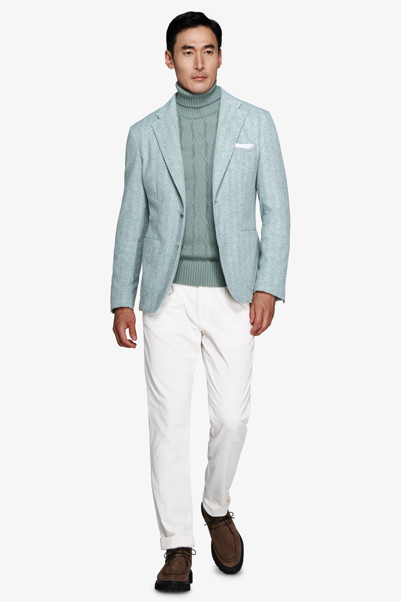 Giacca jersey spigata verde acqua