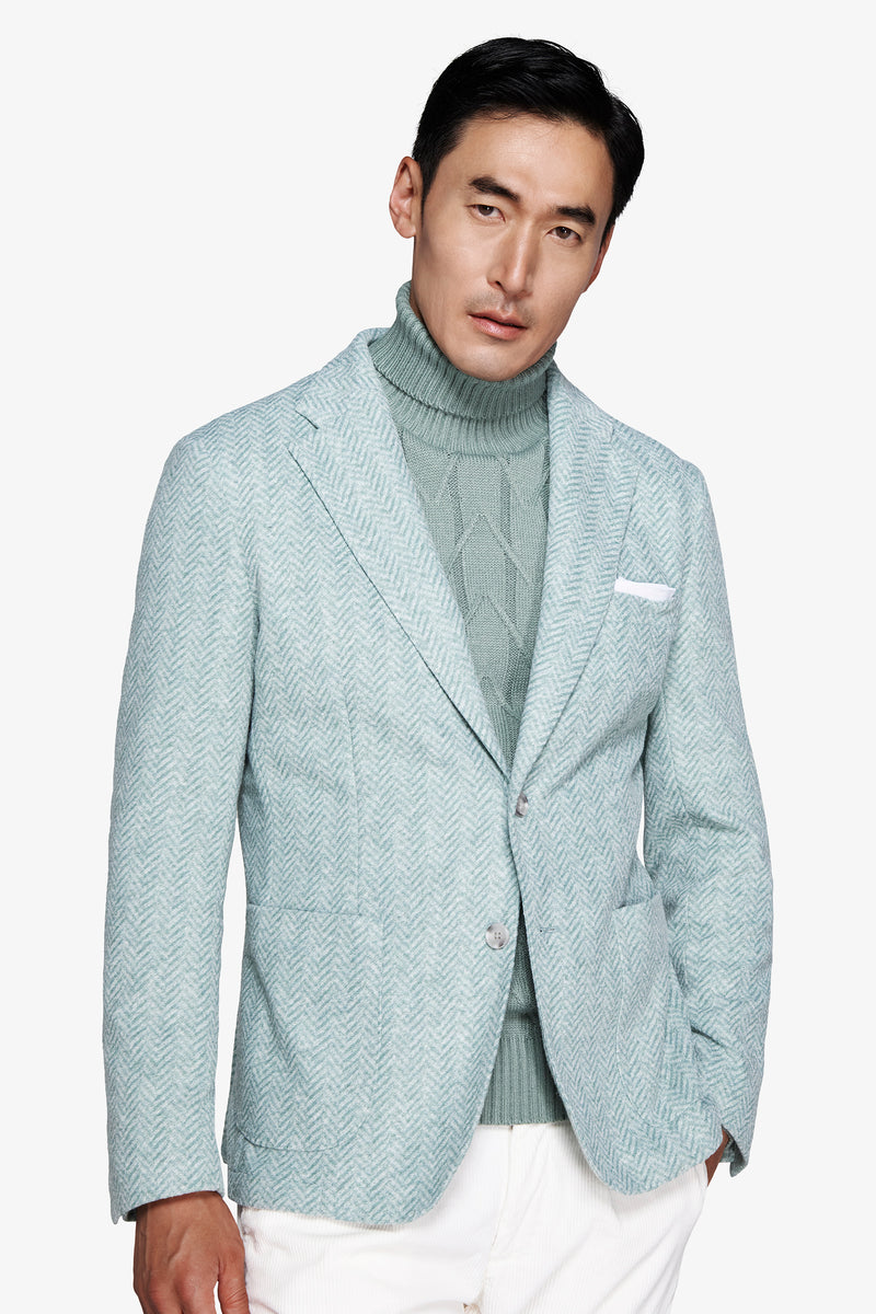 Giacca jersey spigata verde acqua