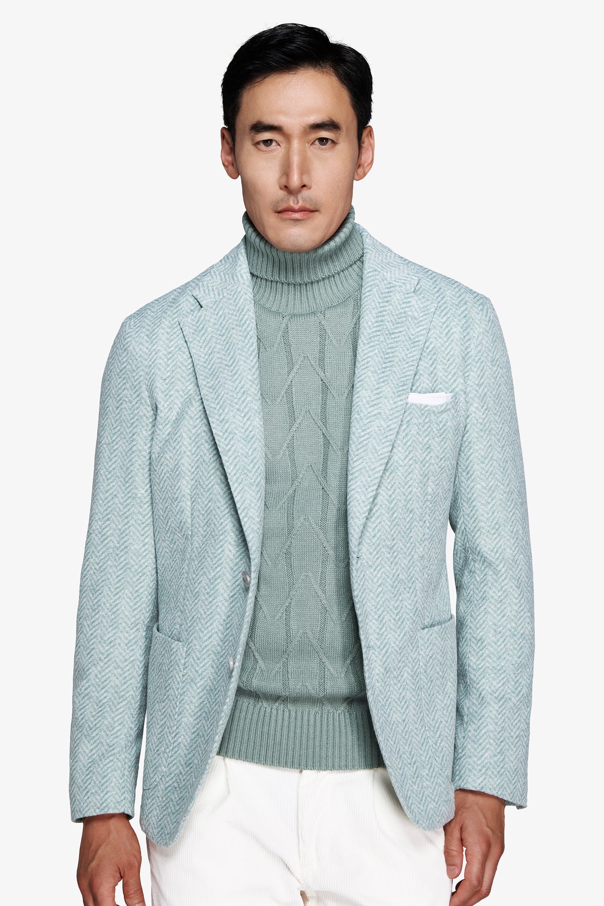 Giacca jersey spigata verde acqua