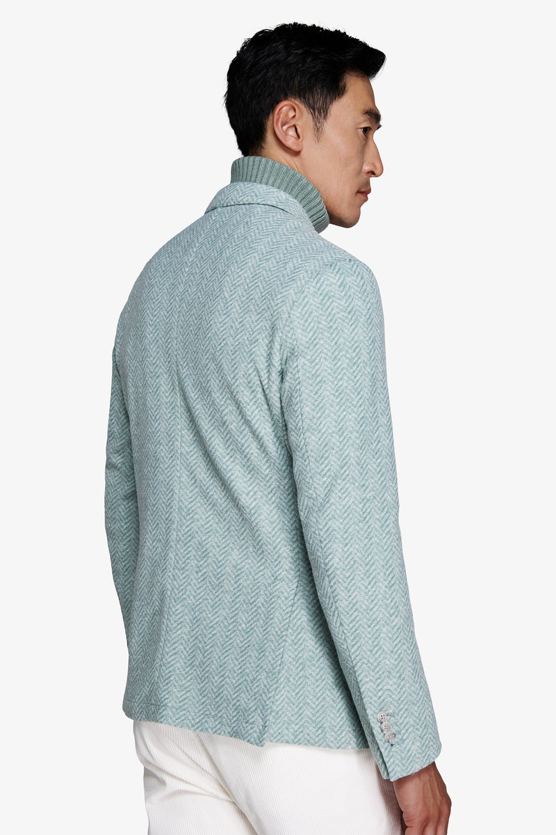 Giacca jersey spigata verde acqua