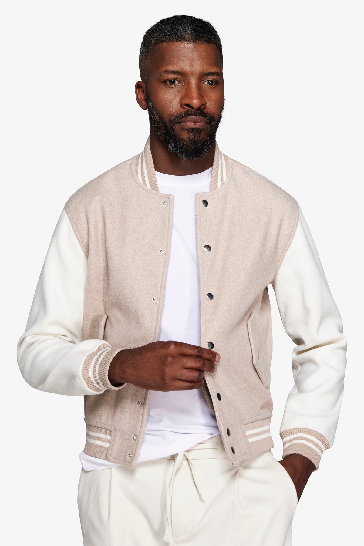 Blouson aviateur avec passepoils et manches contrastés corde DNJ.