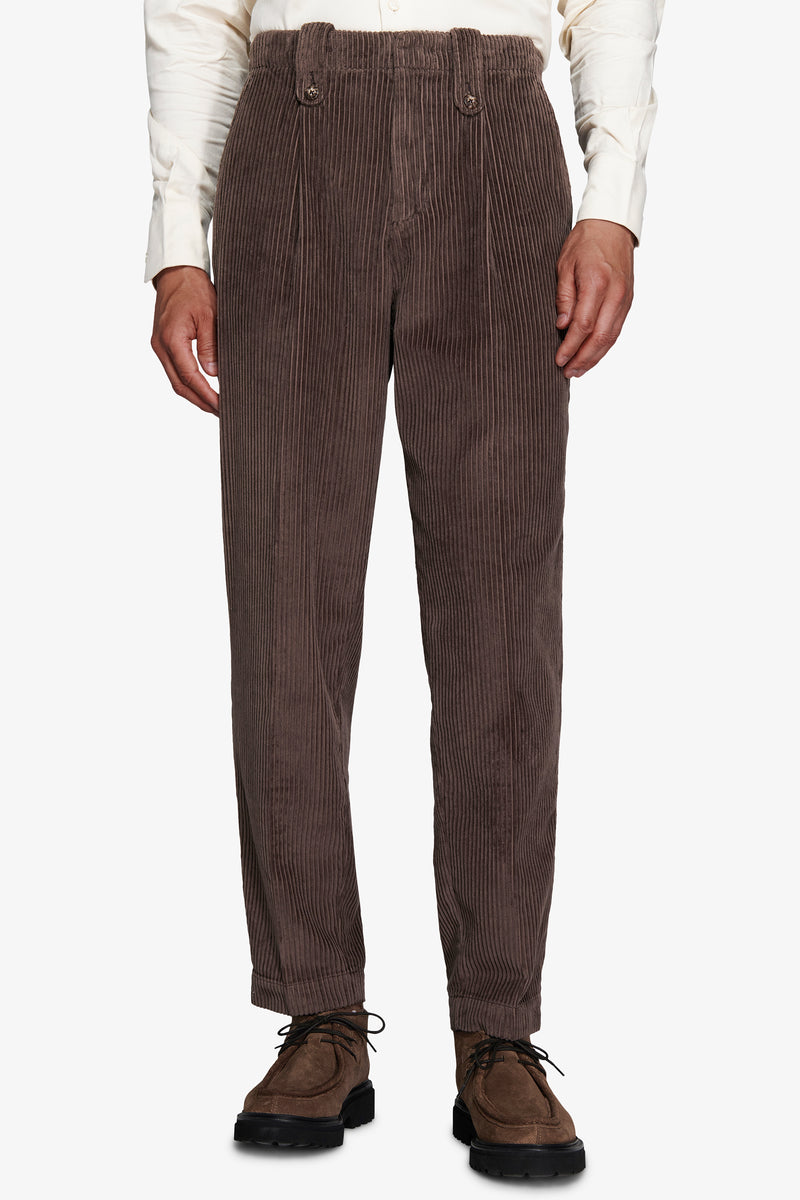 Pantalone in velluto costa larga tortora DNJ