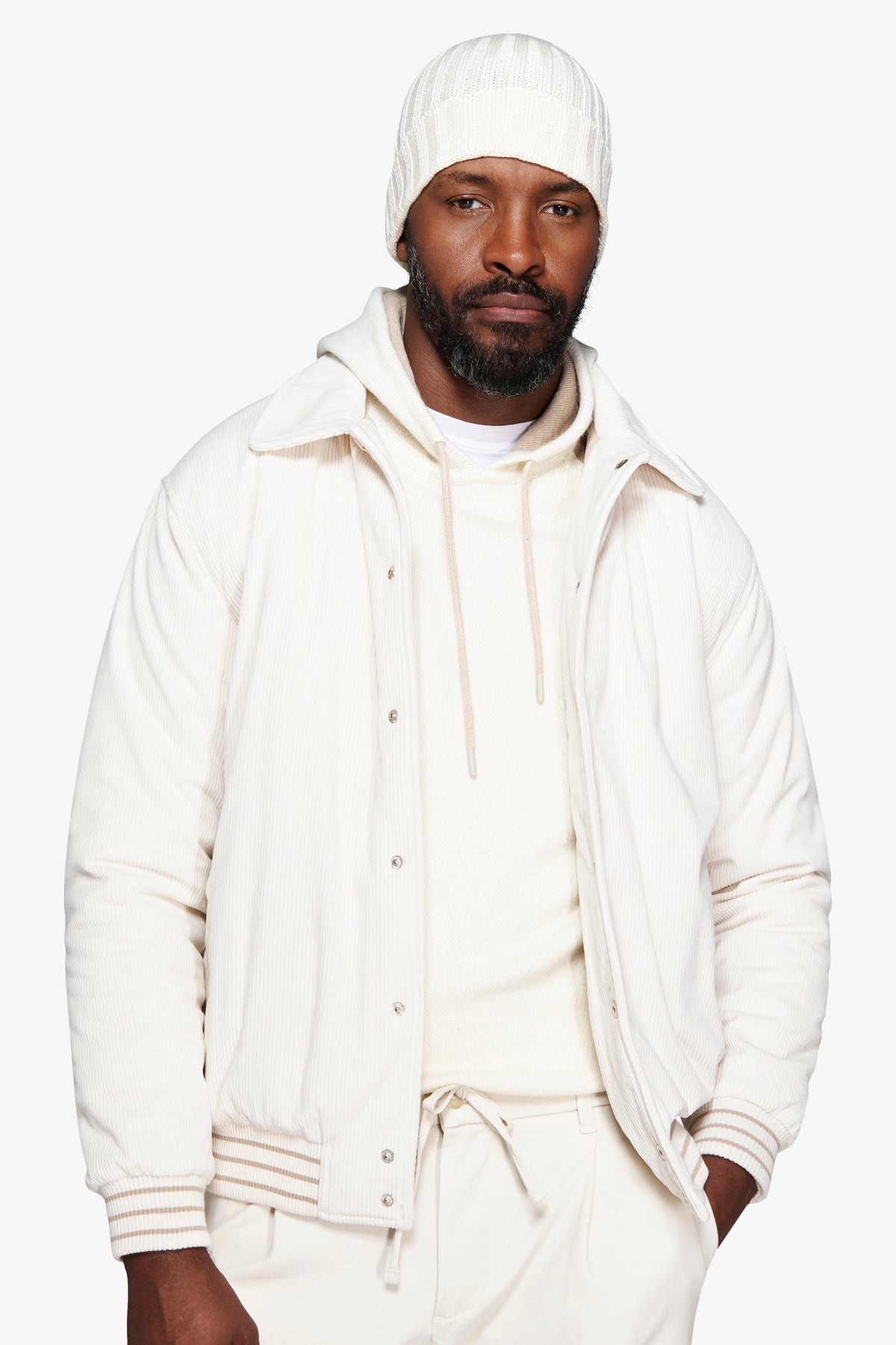 Blouson aviateur en velours côtelé crème DNJ