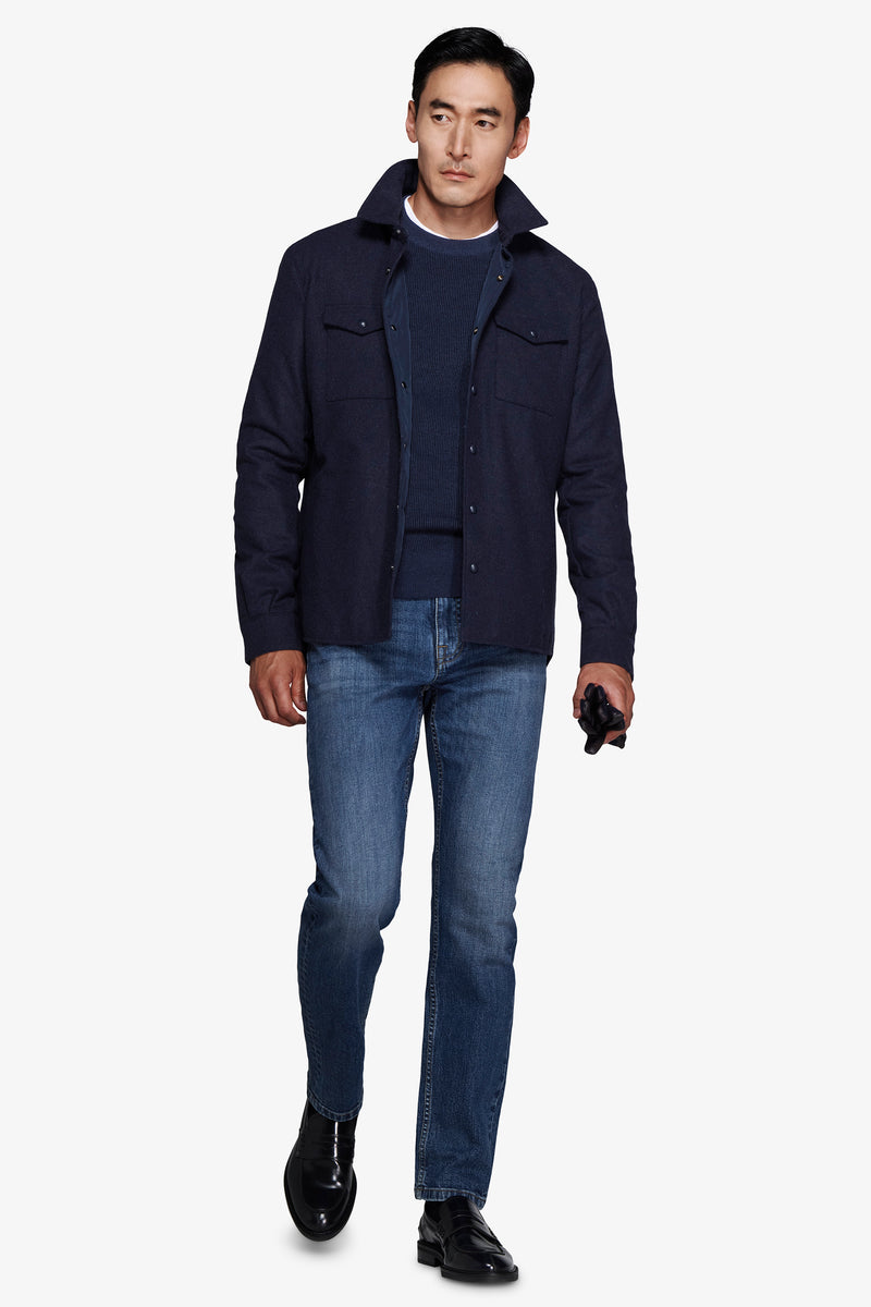 Avion melange flannel-effect overshirt