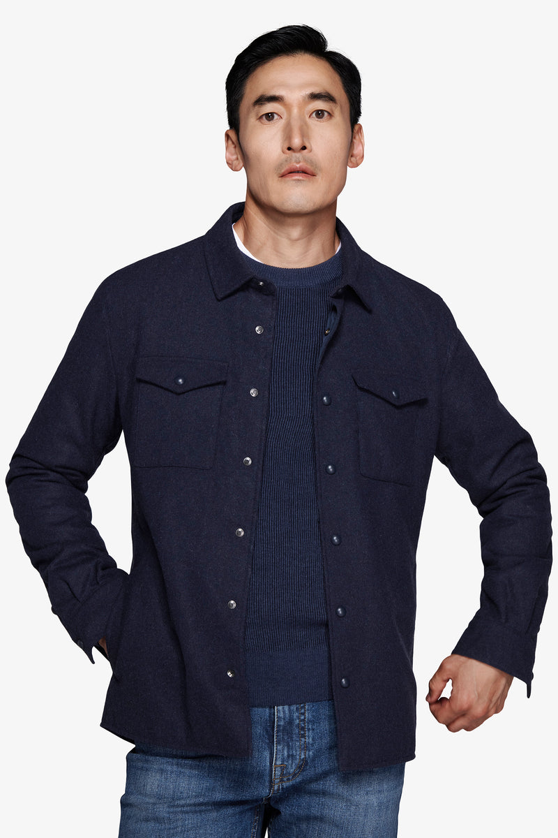Avion melange flannel-effect overshirt