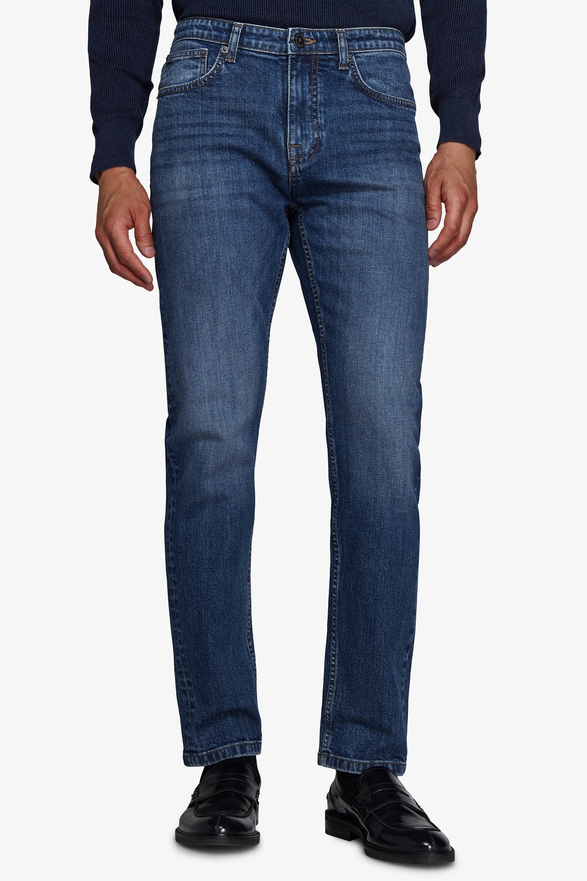 Pantaloni denim blu medio