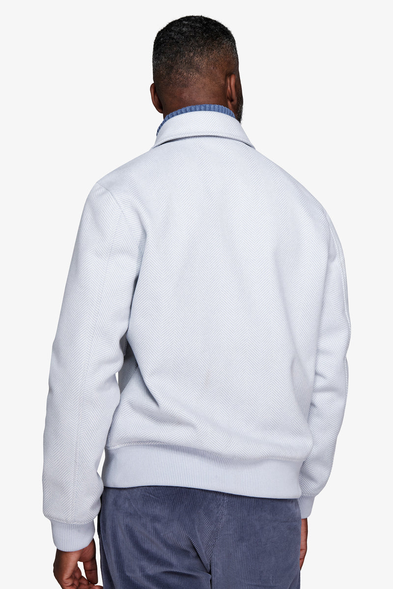 Light blue Herringbone flannel bomber jacket