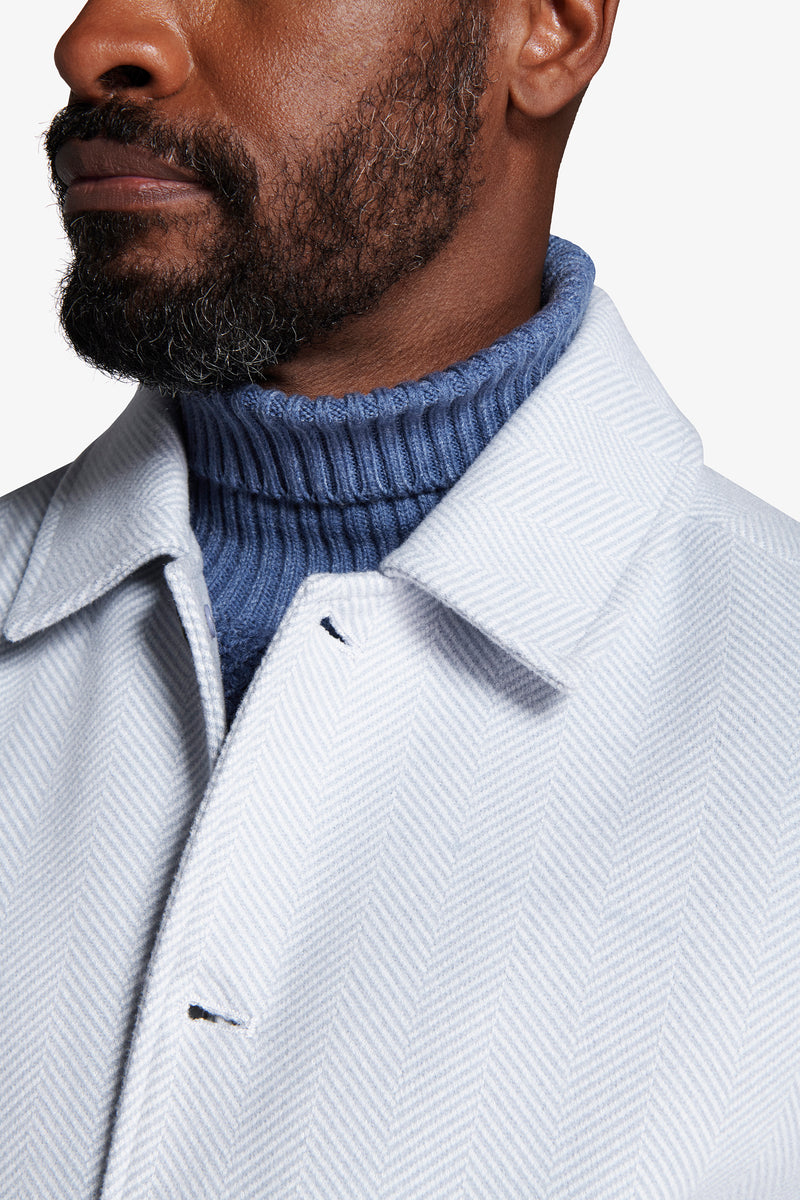 Light blue Herringbone flannel bomber jacket