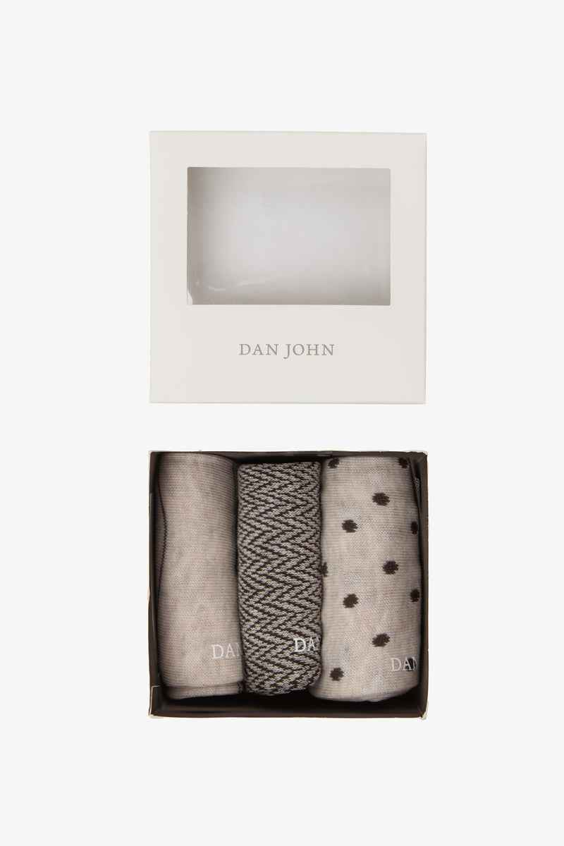 3-pack calzini multi fantasia beige-Dan John