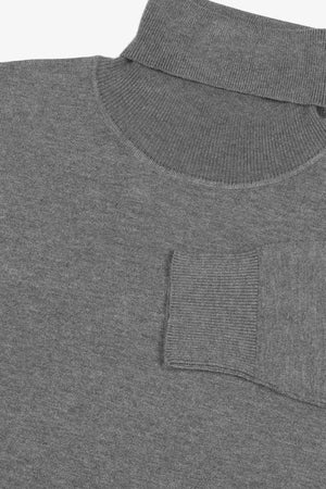 Pull à col roulé basique gris moyen