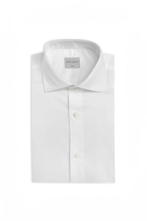 Slim-fit plain white twill shirt