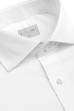 Slim-fit plain white twill shirt