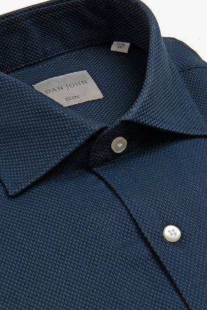 Slim-fit blue textured ‘la Picoco’ shirt