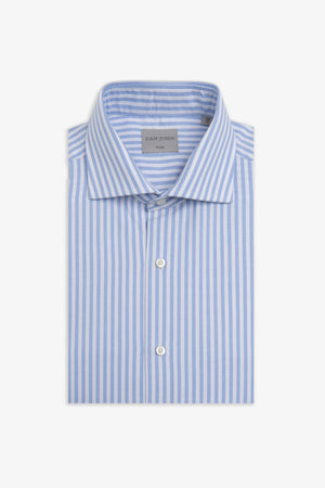 Azure striped textured slim shirt