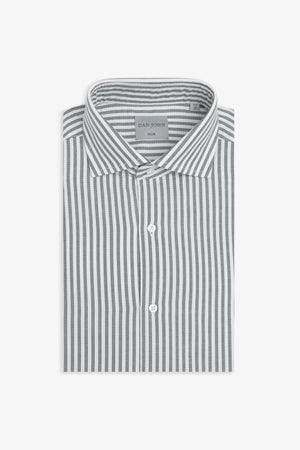 Gray textured striped slim shirt