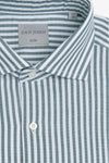 Camicia a righe operata verde slim-Dan John