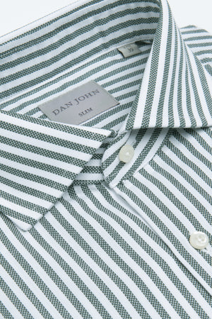 Green striped textured slim shirt