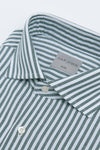 Camicia a righe operata verde slim-Dan John