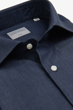 Denim effect slim gabardine shirt