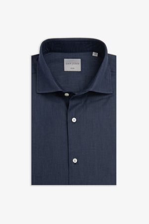 Denim effect slim gabardine shirt