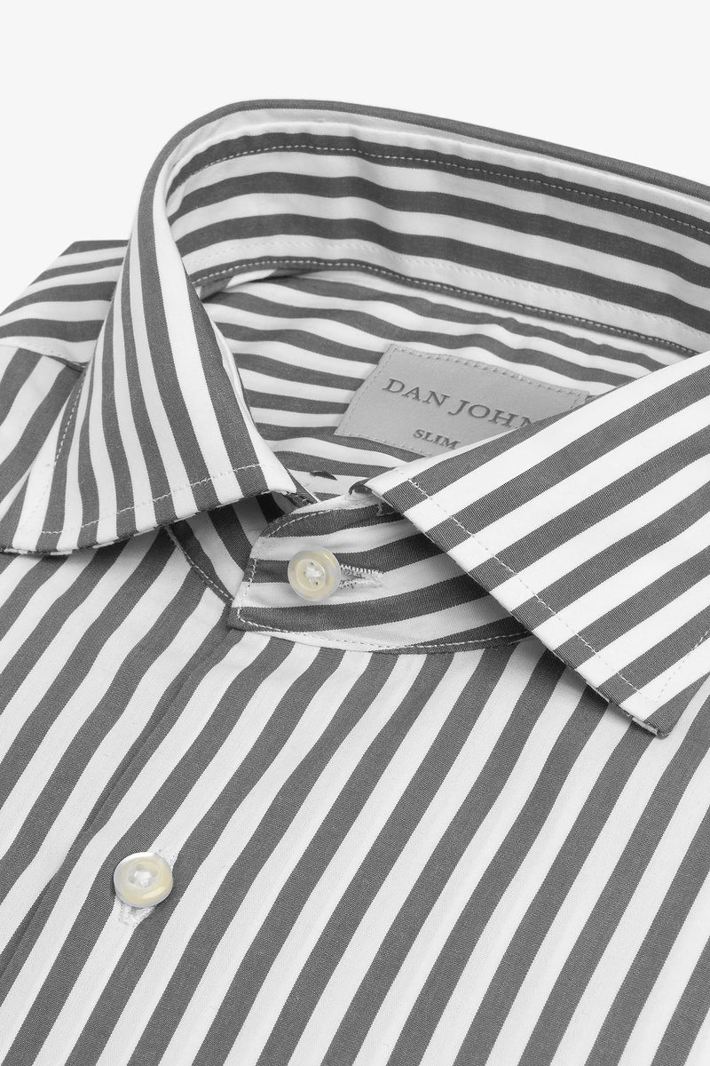 Camicia a righe medie grigia slim-Dan John