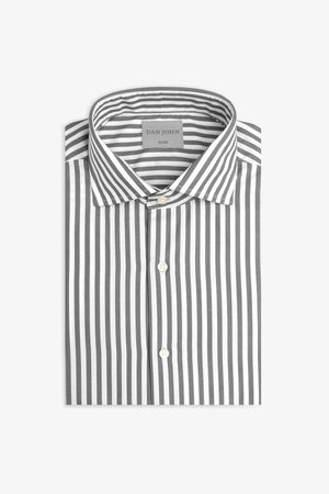 Gray medium stripes slim shirt