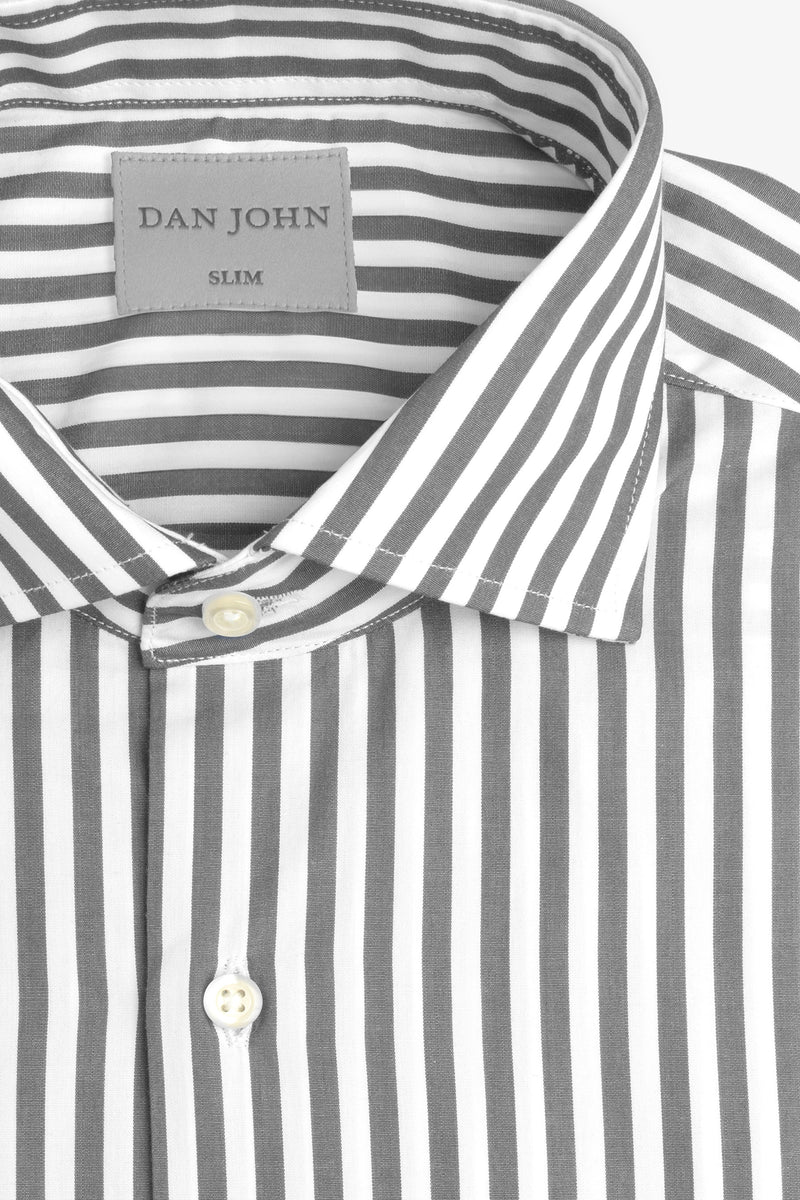 Camicia a righe medie grigia slim-Dan John