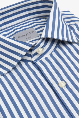 Indigo medium stripes slim shirt