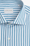 Camicia a righe medie petrolio slim-Dan John