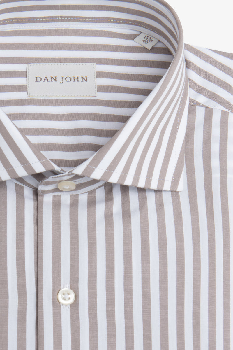 Camicia a righe medie tortora slim-Dan John