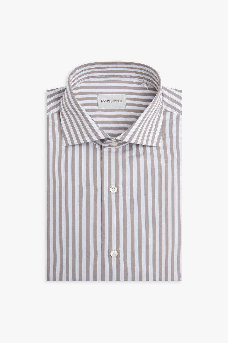 Camicia a righe medie tortora slim-Dan John