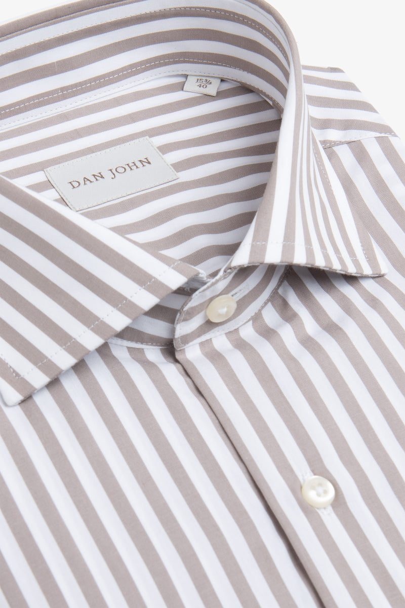 Camicia a righe medie tortora slim-Dan John