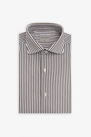 Dark brown striped slim shirt