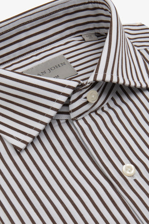 Dark brown striped slim shirt