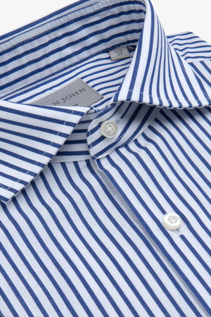 Camisa de corte slim a rayas color azul